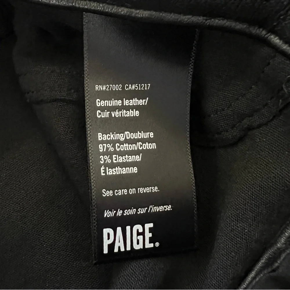 NWOT PAIGE Jacqueline Straight Jeans Black Leather Casual Biker Women’s Moto 27 - Picture 13 of 14